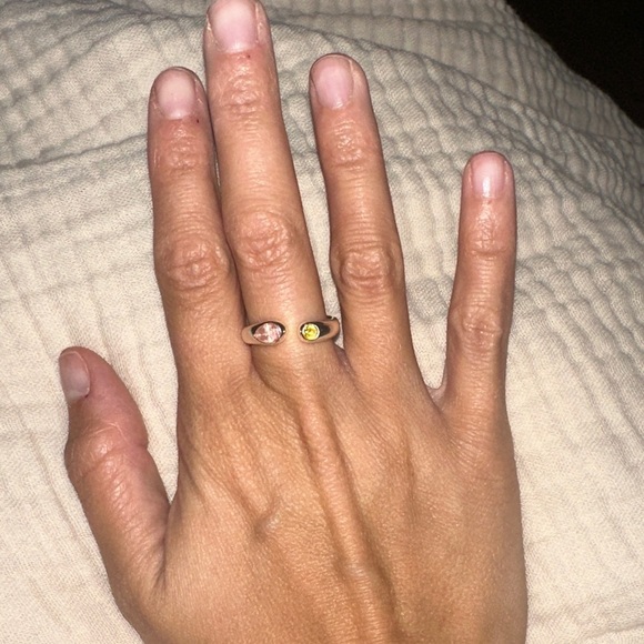 Sterling silver ring with two birthstones - Picture 2 of 4